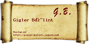 Gigler Bálint névjegykártya